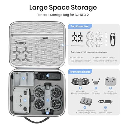 STARTRC Carrying Case for DJI Neo 2 Accessories, Portable PU Protective Shoulder Bag for DJI Neo 2 Fly More Combo, Compatible with RC-N3/RC-N Remote Controller