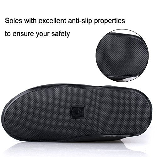 Waterproof Shoe Covers, Reusable Foldable Slip Proof Bottom Overshoes with Zipper, Keep Shoes Dry for Cycling Fishing Walking in Rain Snow and Mud (Black Short Boot, XL)