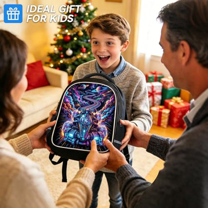 Galaxy Space Car Backpack for Kids, 3D Reflective Spaceship Rainbow Universe Planets School Bag with Ergonomic Design, Large Capacity Bookbag for Boys Travel & Back to School, 17 Inch - color: Space Car