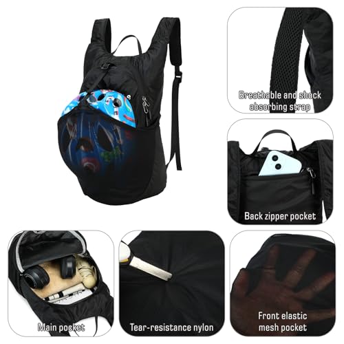 Ultra Lightweight Foldable Backpack,Water Resistant Small Packable Hiking Daypack Outdoor Camping Travel Bag - color: Black, size: 15l
