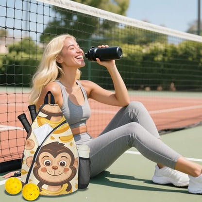 Pickleball Bag for Women Men Adjustable Crossbody Sling Backpack Hold Pickleball Paddle Water Bottle - color: Multicolor 2