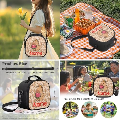 3 PCS Capybara Backpacks for Kids Custom Name School Backpack Bookbag with Reusable Lunch Box Pencil Case Pouch Set Add Your Kids Name Personalized Schoolbag - color: Capybara+name