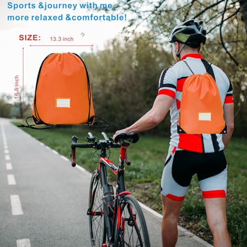 Drawstring Backpack Bulk 20 Pcs Draw String Bags DIY Gym Sports Traveling Yoga Cinch Bag Sackpack Drawstring Memo Card (orange) - color: Orange