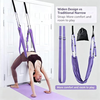 2026 New Adjustable Yoga Stretching Strap with Door Anchor, Multi-Functional Leg & Back Flexibility Trainer for Pilates, Aerial Yoga, Splits, Dance, Gymnastics, Physical Therapy