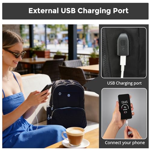 Swissdigital Design Backpack for Women, Medium Black Backpack with Finder, 15.6 inch Laptop Modern Backpacks with USB Charging Port and Finder – Finder Color Random | SD17119507F-01 - color: Black-finder