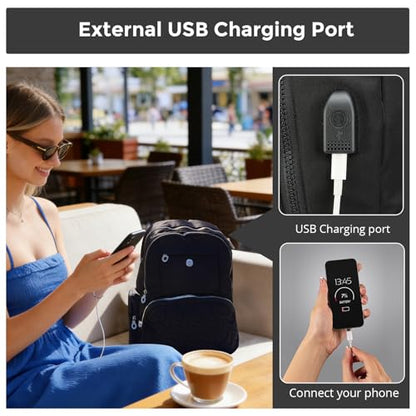 Swissdigital Design Backpack for Women, Medium Black Backpack with Finder, 15.6 inch Laptop Modern Backpacks with USB Charging Port and Finder – Finder Color Random | SD17119507F-01 - color: Black-finder