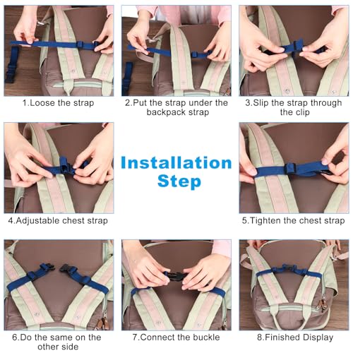 PATIKIL Backpack Chest Strap, 2 Pack Polyester Webbing Adjustable Replacement Strap with Quick-Release Buckle for Bag Outdoor Hiking Cycling, Dark Blue