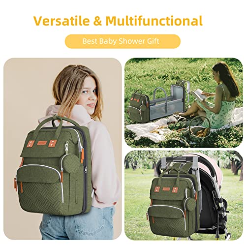 ISMGN Diaper Bag Backpack with Changing Station, Large Diaper Bag, Baby Bag, Multifunctional Diaper Bag, ARMYGREEN - color: Upgrade Armygreen