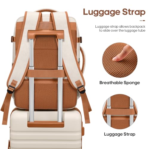 UKEIN Luggage Sets 3 Piece, PC Hardside Large Luggage 24Inch With Spinner Wheels with TSA Lock, Carry On Suitcase Set With Travel Backpack for Men (Beige, 3 piece set (24inch)) - color: Beige, size: 3 piece set (24inch)