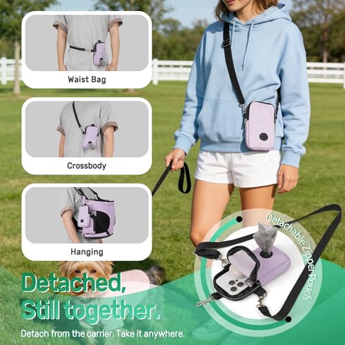 YUDODO Dog Front Backpack Carrier 7-15 lbs, Soft Breathable Pet Front Facing Carrier with Adjustable Straps, Multi-Pocket Design, for Small Dogs & Cats (with Detachable Sling Pouch - Purple) - color: Purple(Fits 7-15 lbs)