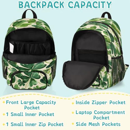 St. Patrick's Day Clover Laptop Backpack for Women Men, 18.3 Inch Travel Work Backpacks, Green Shamrock Irish Waterproof Computer Casual Daypack Nurse Teacher Bags - color: Multicolor 1