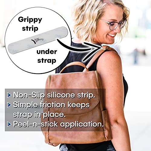 Prevent Strap Slips - The ORIGINAL Non Slip Shoulder Strap Grip Strips – Set of Large Black or Small Semi-Clear - color: Large Black & Small Semi-clear