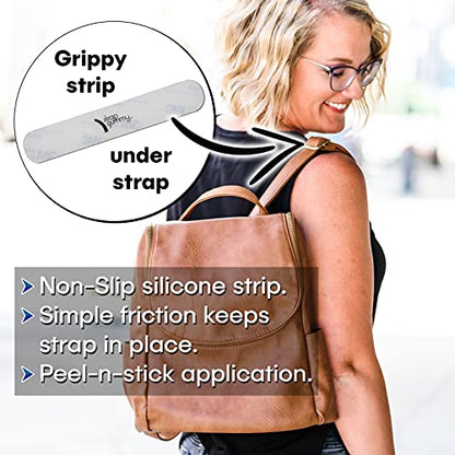 Prevent Strap Slips - The ORIGINAL Non Slip Shoulder Strap Grip Strips – Set of Large Black or Small Semi-Clear - color: Large Black & Small Semi-clear