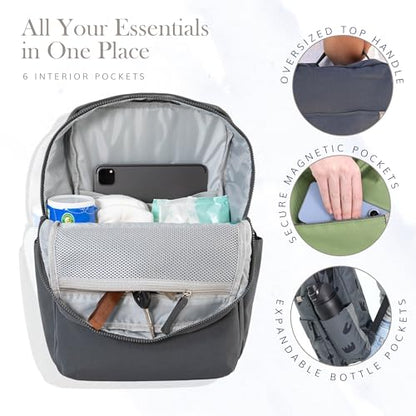 RED ROVR Roo Lightweight 1 LB Diaper Bag Backpack | 11 organizational pockets| Durable & Water-Resistant (Charcoal) - color: Charcoal