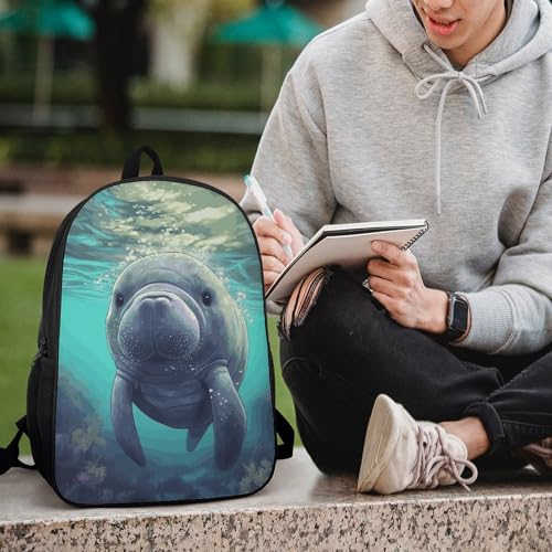 Travel Laptop Backpack Slim Durable Lightweight Back Pack Cute Cute Sea Animal Manatee Small Backpack For Women Men - color: Cute Sea Animal Manatee