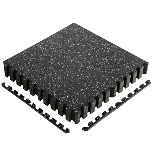 NEWBULIG Interlocking Foam/Rubber Floor Tiles, Gym Flooring for Home Gym Mat 24 inch Long, 1/2 Inch Thick, Foam/Rubber Mats for Floor, Garage, Workout Space, Non-Slip，6/12/36 pcs