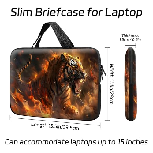 14 15 15.4 15.6 inch Laptop Handle Bag Computer Bag, Pouch Holder Notebook Sleeve Cover Soft Case Compatible for Dell,Lenovo,Toshiba HP, Asus Notebook-Majestic Tiger Roaring - color: Majestic Tiger Roaring