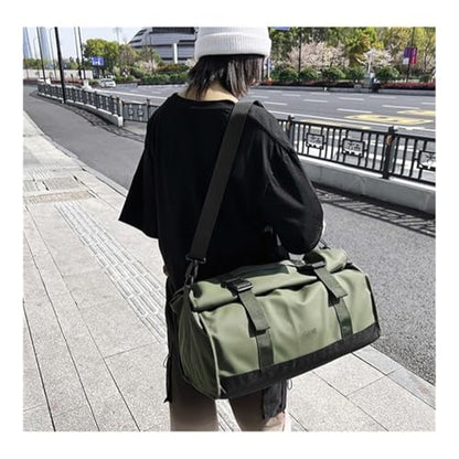 Large capacity travel bag, business travel carry-on baggage backpack, wet and dry separation sports and fitness bag(Green) - color: Green