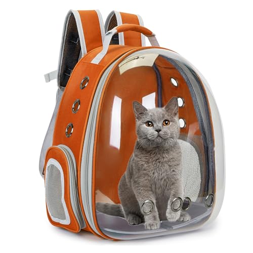 Cat Bubble Backpack Carrier for Small Medium Dogs Cats Carrying Bag, Airline Approved Pet Travel Carrying Bag Dog Hiking Walking Outdoor Backpack (Orange) - color: Orange