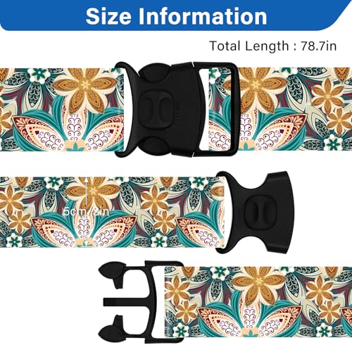 2 Pack Luggage Straps for Suitcases, Adjustable Travel Belt with Double Lock and Quick Release Buckle, Heavy Duty Nylon Bag Packing Strap, Unique Identifiers Business Travel Accessories-Green Flowers - color: 24020 Green Flowers