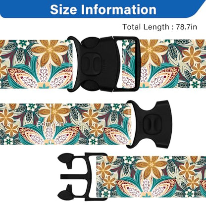 2 Pack Luggage Straps for Suitcases, Adjustable Travel Belt with Double Lock and Quick Release Buckle, Heavy Duty Nylon Bag Packing Strap, Unique Identifiers Business Travel Accessories-Green Flowers - color: 24020 Green Flowers