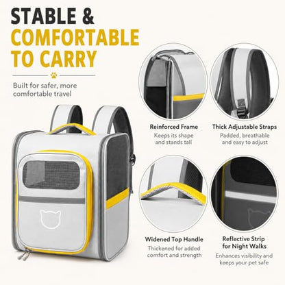Vivicreate Cat Backpack Carrier for Dogs and Cats Kittens Rabbits, Foldable Mesh, Cat Carrier Backpack 15 Lbs, Pet Backpack Carrier for Walking, Camping and Cycling (Gray) - color: Gray