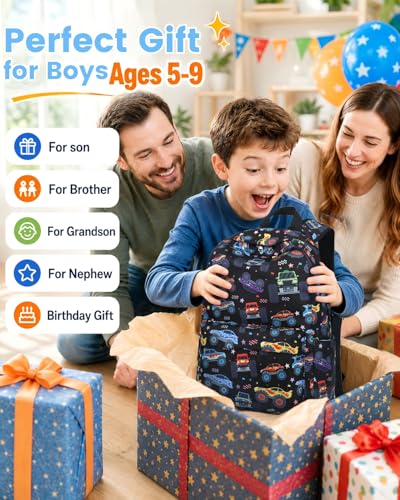 CAMTOP Kids Backpack for Boys, Preschool Toddler Backpack Kindergarten School Bookbag for Age 3-8(Monster Truck) - color: 0025 Monst Truck