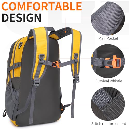 40L Hiking Backpack Lightweight Daypack Waterproof Travel Camping Backpack for Men Women Sport Packable - color: A8-yellow