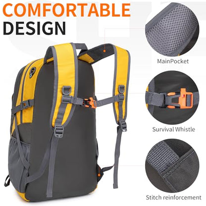 40L Hiking Backpack Lightweight Daypack Waterproof Travel Camping Backpack for Men Women Sport Packable - color: A8-yellow