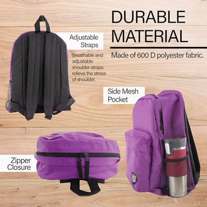BAZIC 1057 Classic Backpack, Purple, 17" - color: Purple, size: 17"