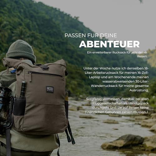 8000Kicks Everyday Hemp Backpack - Lightweight and Waterproof Backpack with Anti-theft pocket and Spacious Interior (Dark Green) - color: Dark Green