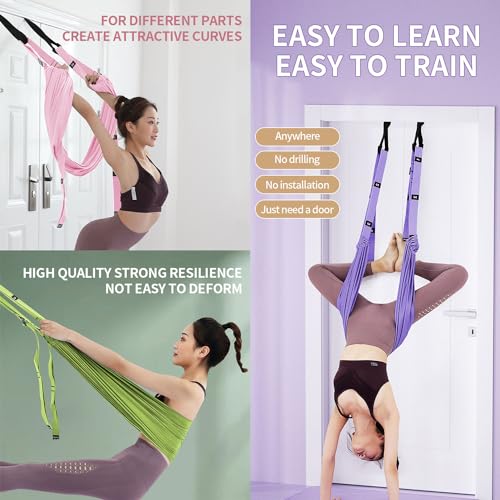 Leg Stretcher Strap Adjustable Fitness Strap Band for Waist Trainer Stretching Door Swing Flexibility Tensile Trainer with Carrying Pouch Back Bend Go Upside-Down for Yoga Practitioner Ballet Dancer Gymnastics Exercises - color: Pink