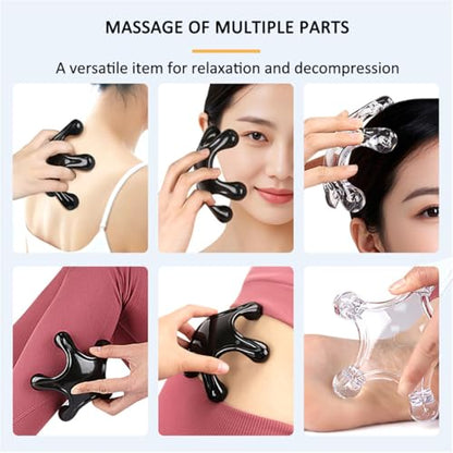 Trigger Point Massage Tools, 2 Pack Easier Grip Star Shaped 5 Legged Pressure Point Handheld Massage Tool for Deep Tissue Pain Relief, Suitable for Full Body (Transparent) - color: Transparent