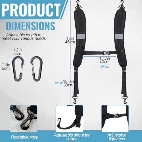 PAASTAl Backpack Straps,Relacement Adjustable Padded Shoulder Straps for Bag, with Metal/Plastic Clips. - color: Black Plastic