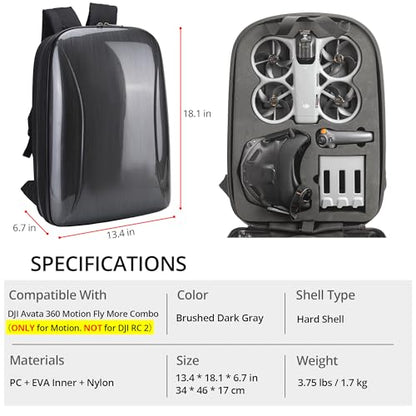Avata 360 Backpack, Waterproof Travel Case Hard Shell Shoulder Bag for DJI Avata 360, Fits for RC Motion 3, Goggles 3, Batteries, Charging Hub &Other Accessories
