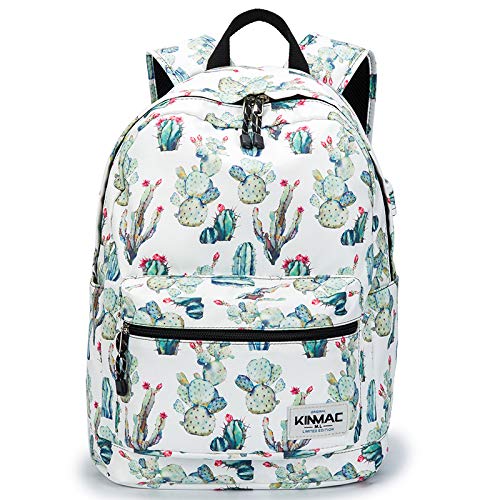 Kinmac Water Resistant Laptop Travel Outdoor Backpack with USB Charging Port for 13 inch 14 inch and 15.6 inch Laptop (Cacti) - color: Cactus