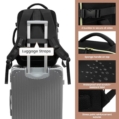 LOVEVOOK Travel Backpack for Women, 40L Carry On Backpack with 3 Packing Cubes,TSA Personal Item Travel Bag Airline Approved, Water Resistant Weekender Overnight Luggage Daypack, Fits 17 Inch Laptop - color: C-black, size: Large - 17.3 Inch - 40L - 3 Pcs