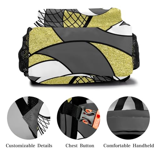Volleyball Grey Gold Shoulders Bags Daypack with Name Personalized School Bookbag for Sports Party Traveling - color: Volleyball Grey Gold