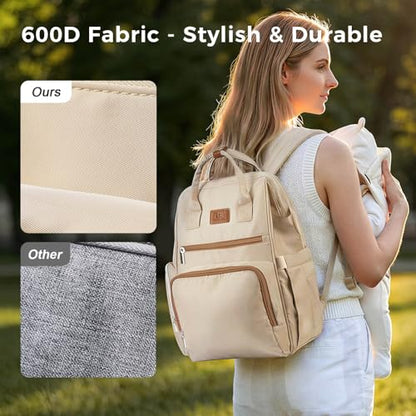 Diaper Bag Backpack, Lightweight Baby Bag with Insulated Bottle Pockets, Changing Pad, Stroller Straps and Luggage Sleeve, Unisex for Mom and Dad, 25L Brown - color: Brown, size: Large