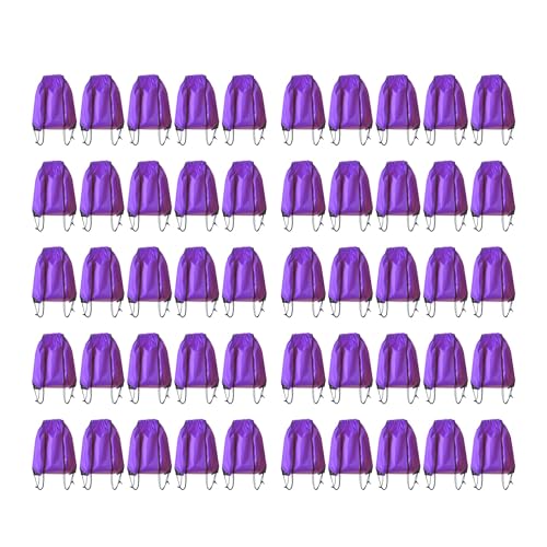 Drawstring Backpack Bulk 50 Packs Draw String Bags for Gym Sports Trip Pedestrianism ride Cinch Sack DIY for Women Men (purple) - color: Purple