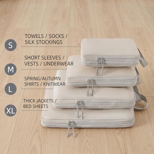 Compression Packing Cubes 4 Set Expandable Luggage Organizer for Travel Essentials - color: Green