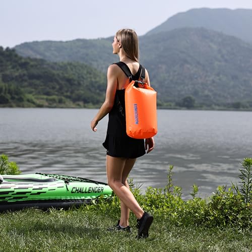MARCHWAY Floating Waterproof Dry Bag Backpack, Roll Top, 5L/10L/20L/30L/40L - color: Deep Orange, size: 10L