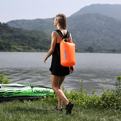 MARCHWAY Floating Waterproof Dry Bag Backpack, Roll Top, 5L/10L/20L/30L/40L - color: Deep Orange, size: 10L