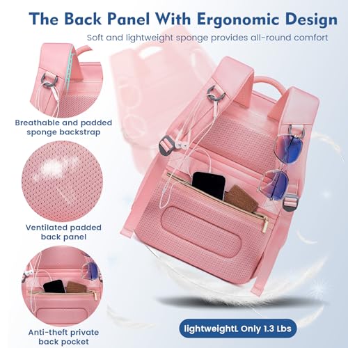 Backpack Cooler Lunch Backpack Double Decker Lunch Box,Insulated Backpack Lunch Cooler Bag, Lightweight Leakproof Lunchbox Backpack for Women Men to Travel,Picnic,Hiking,Beach,Camping - color: Pink