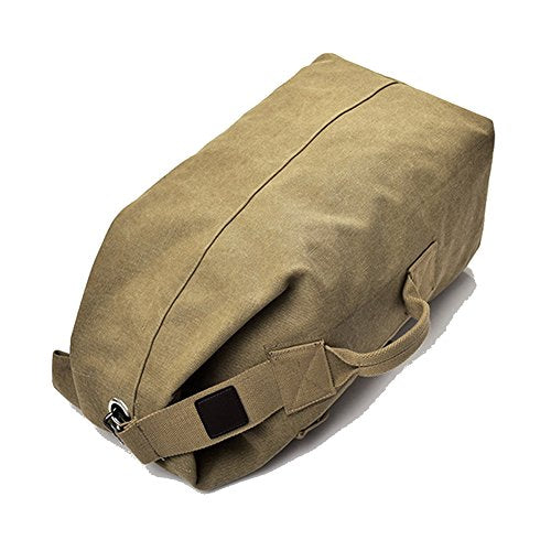 Large Capacity Travel Climbing Bag Tactical Military Duffel Bag Top Load Double Strap Canvas Backpack - color: Tan