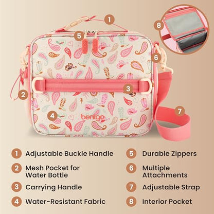 Bentgo Kids Prints Lunch Bag - Double-Insulated, Reusable, for Kids 3+, Adjustable Strap; Holds Lunch Box/Water Bottle/Snacks; Easy-Clean, Water-Resistant, Pockets (NEW Cowgirl Dreams) - color: Cowgirl Dreams