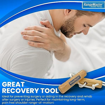 RangeMaster Econo Ranger Shoulder Pulley │ Physical Therapy Exercises │ Aids in Recovery and Rehabilitation │ Increases Mobility │ Wooden Handles for Comfort │ Metal Bracket Door Attachment - color: White