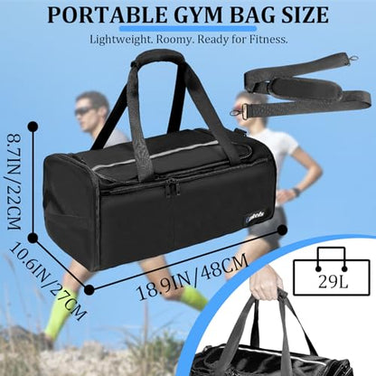 ORKELS 29L Gym Bag with Shoe Compartment, Sports Duffle Bag for Men, Travel Backpack with Wet Pocket, Tear-Resistant Overnight Bag for Fitness, Workout, and Travel