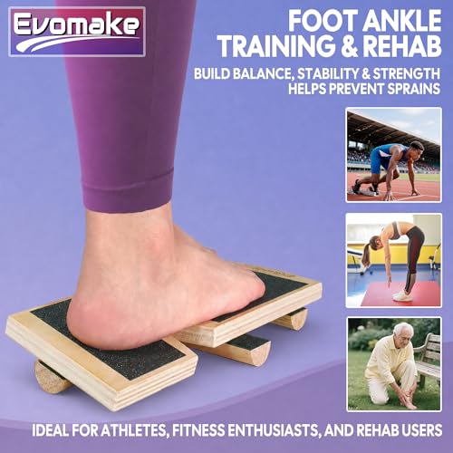 Ankle Balance Board, Ankle Strengthener, Foot Arch Stretcher AKS26H | for Plantar Fasciitis, Sprain Recovery, Rehab, Posture-Correction; Stability Training System w/Guide; Adjustable Bars