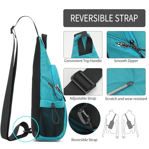 Peicees Small Sling Bag with 2 Bottle Holders (Suitable for 2.5 IN Diameter Bottle), Sling Backpack Crossbody Bag Chest Daypack for Daily Use Travel, Bottle Not Included, Sky Blue - color: Sky Blue